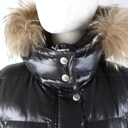 BURBERRY BLUE LABEL Down jacket FCF16-620-09 Main: 100% nylon, Part: 100% polyester, Fur: raccoon, Filling: 90% down, Filling: 10% feather Black type Women 38