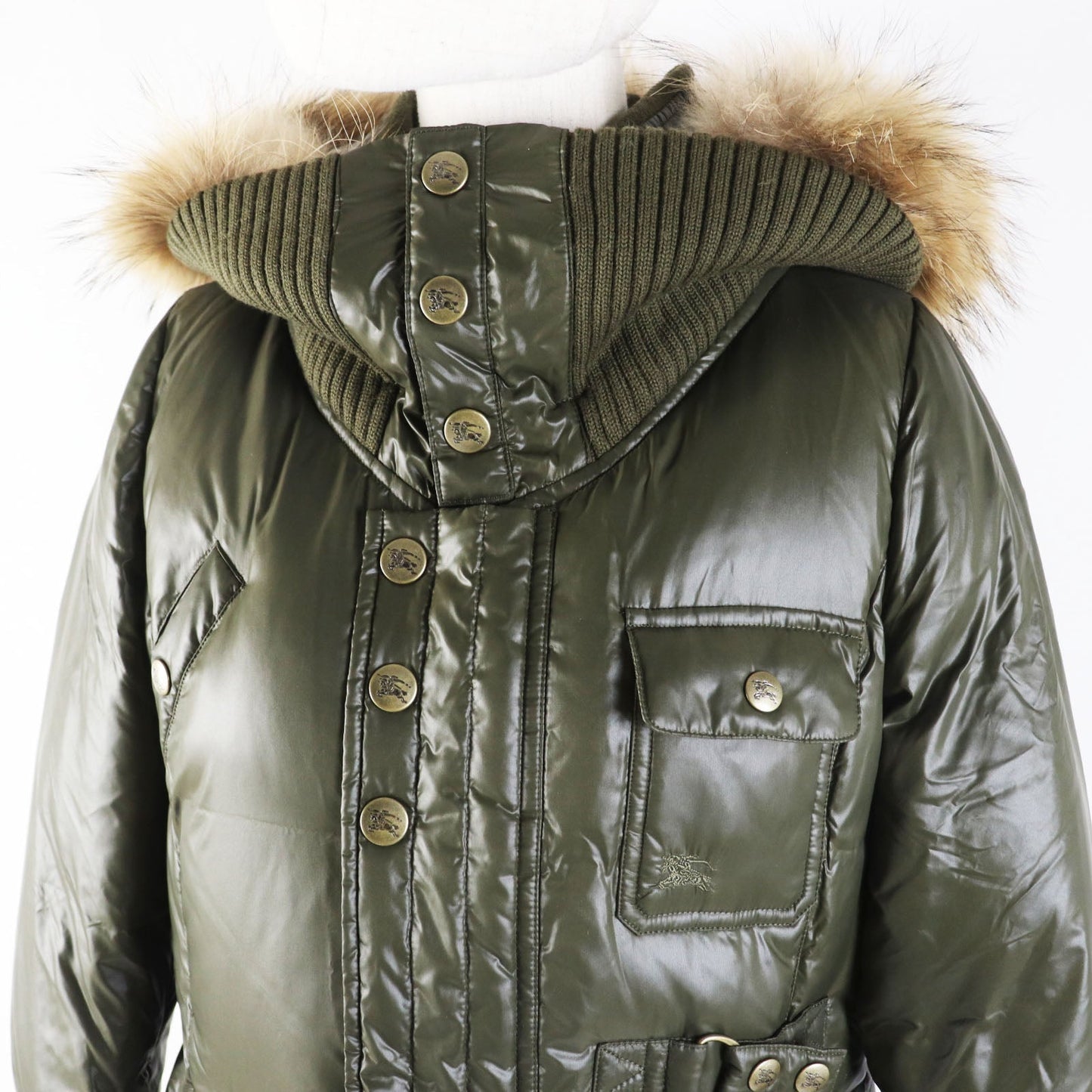 BURBERRY BLUE LABEL Down jacket FCF14-532-72 Outer: 100% nylon, Filling: 80% down, Filling: 20% feather, Lining: nylon, Lining: polyester khaki Women 40