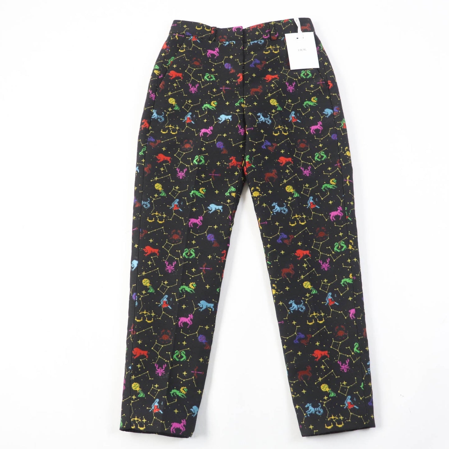 Christian Dior Pants 241P05A7203 Main: 48% polyester, Main: 27% wool, Main: 16% silk, Main: 9% rayon, Lining: 100% silk Black type Lucky Motif Pixel Women 38