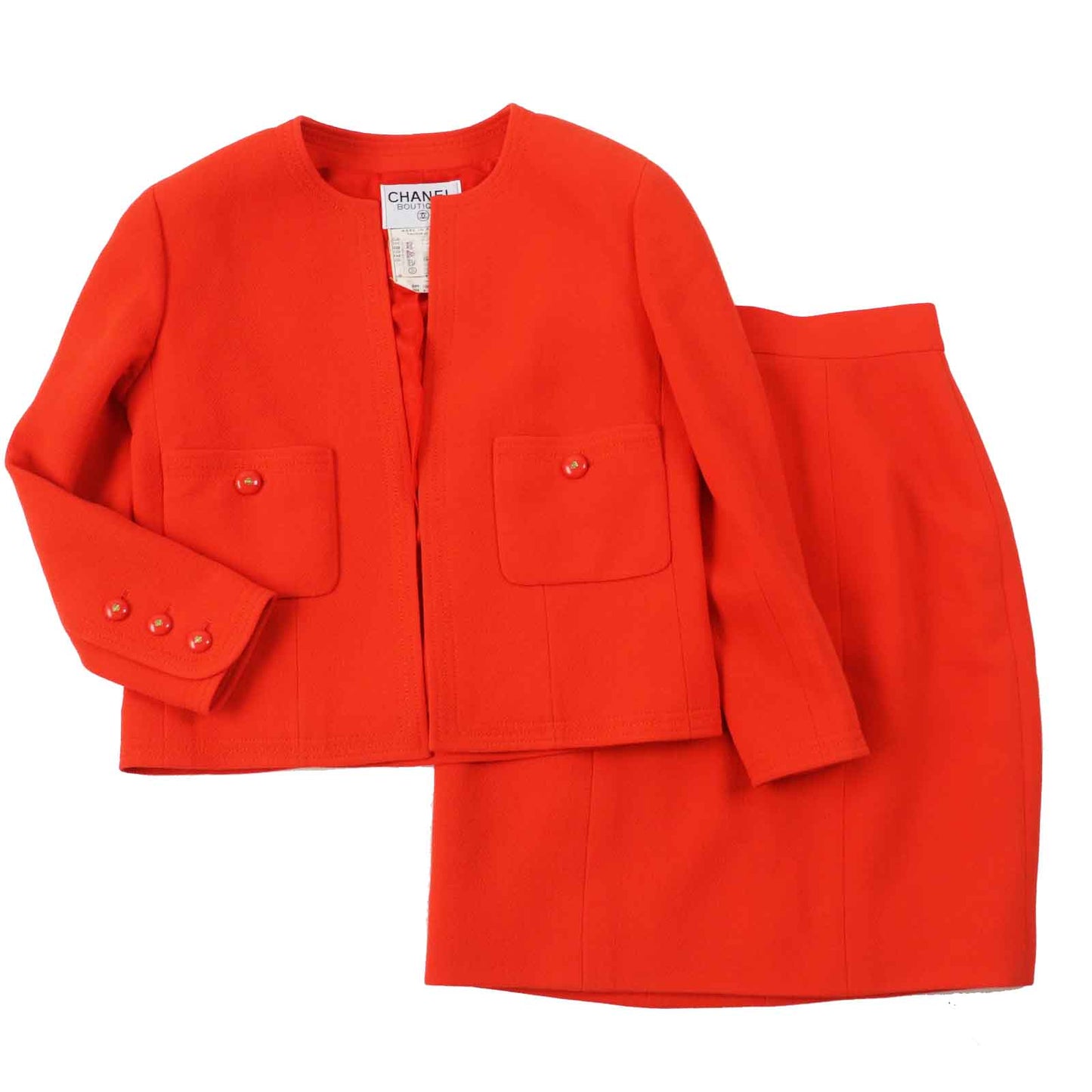 CHANEL setup Outer: 100% wool, Lining: 100% silk vermilion Women 40