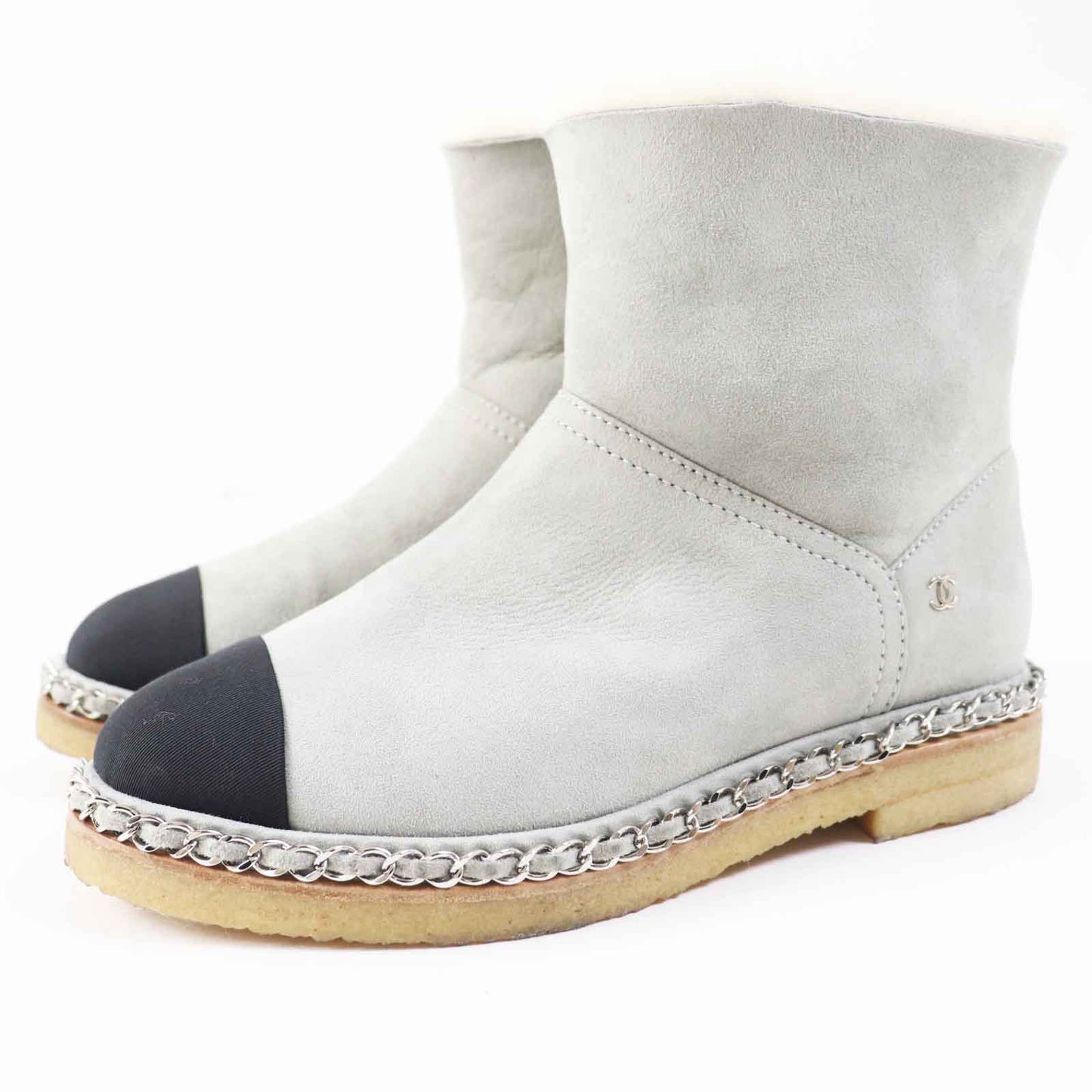 CHANEL boots G34113 Main: Mouton Light gray black Women 36