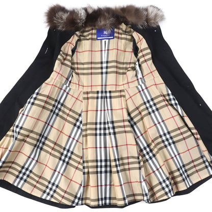 BURBERRY BLUE LABEL trench coat Main: 100% cotton, Fur: Fox, Lining: Cupra, Lining: Polyester, Sleeve lining: Polyester black Women 36