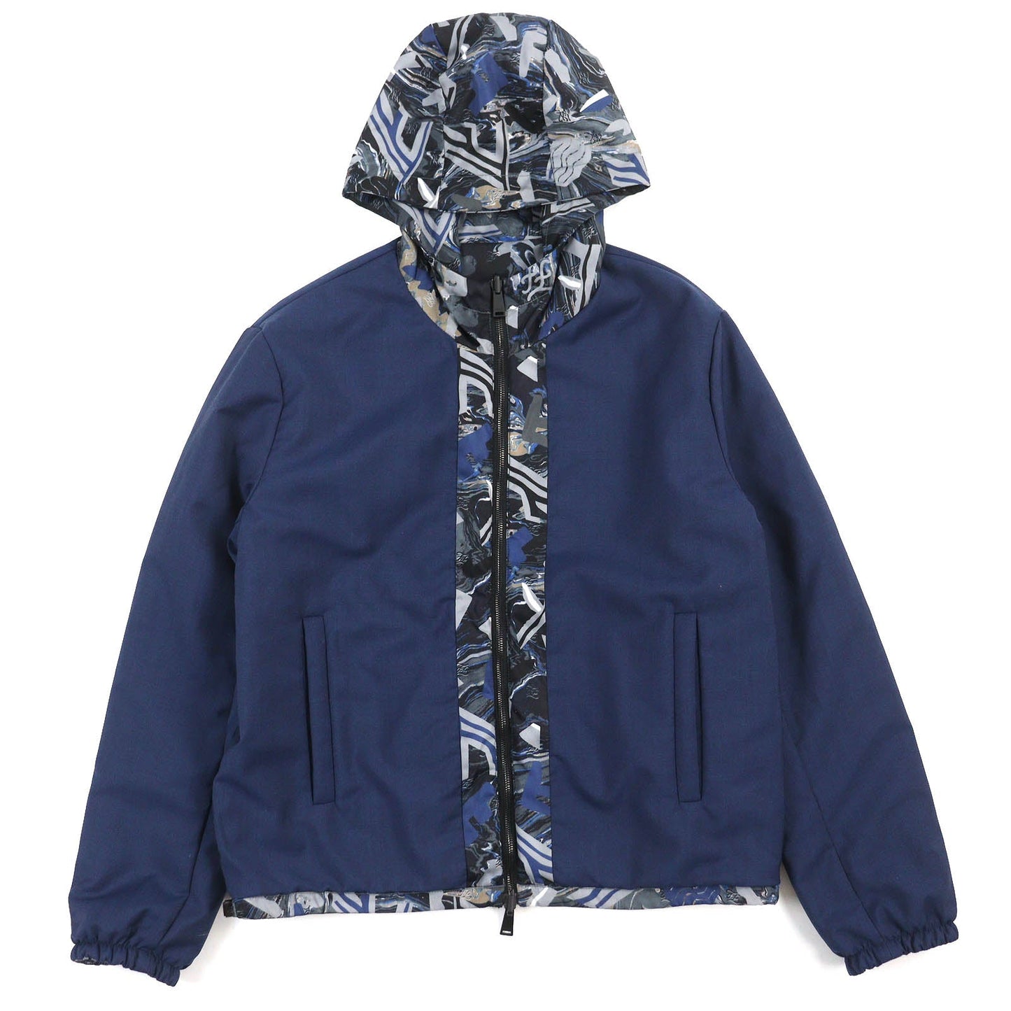 FENDI Jacket FW1088 AIXY Outer: 100% nylon, Lining: 100% wool, Filling: 100% polyester Blue Gray Black type mens 46