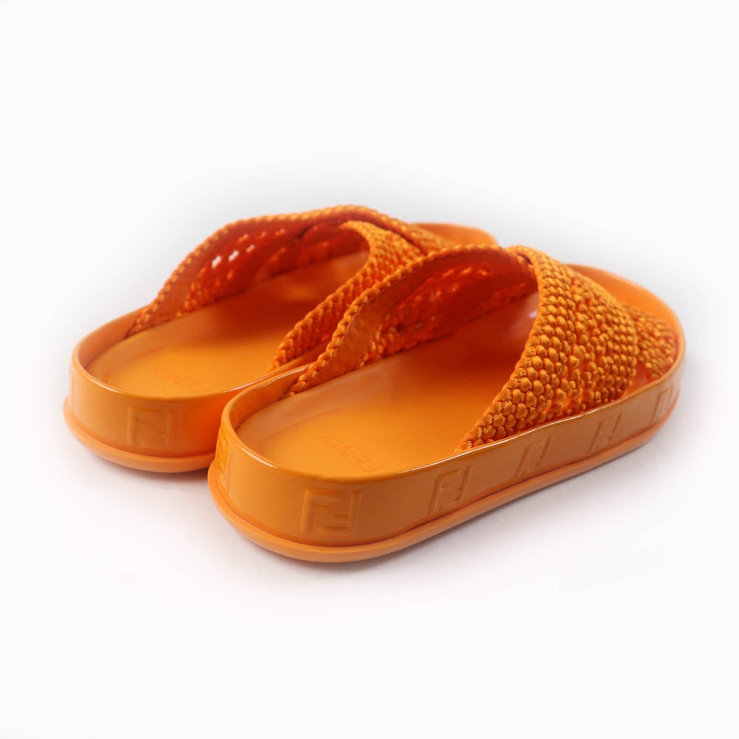 FENDI Sandals Rubber, Fabric Orange reflection Women 36