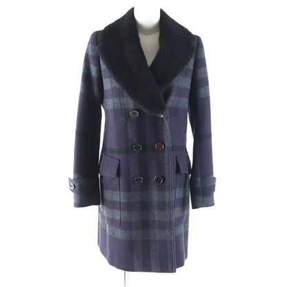 BURBERRY LONDON coat Outer: 84% wool, Outer: 16% polyester, Lining: Cupra, Fur: Mouton Purple gray Women 38