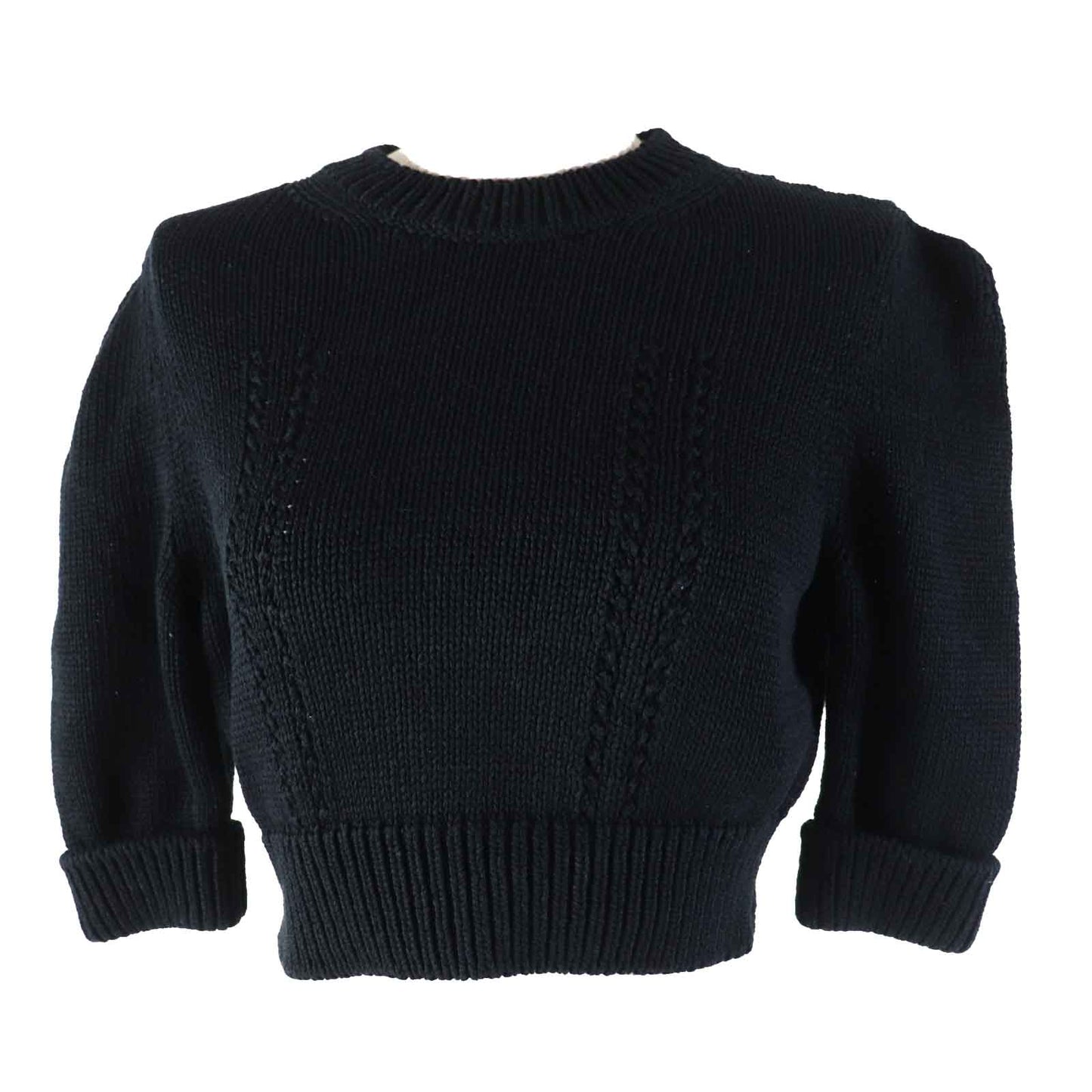 CHANEL Short sleeve knit 22S P72760 Outer: 78% cotton, Outer: 22% polyamide, Part: 80% cotton, Part: 20% polyamide black Women 36