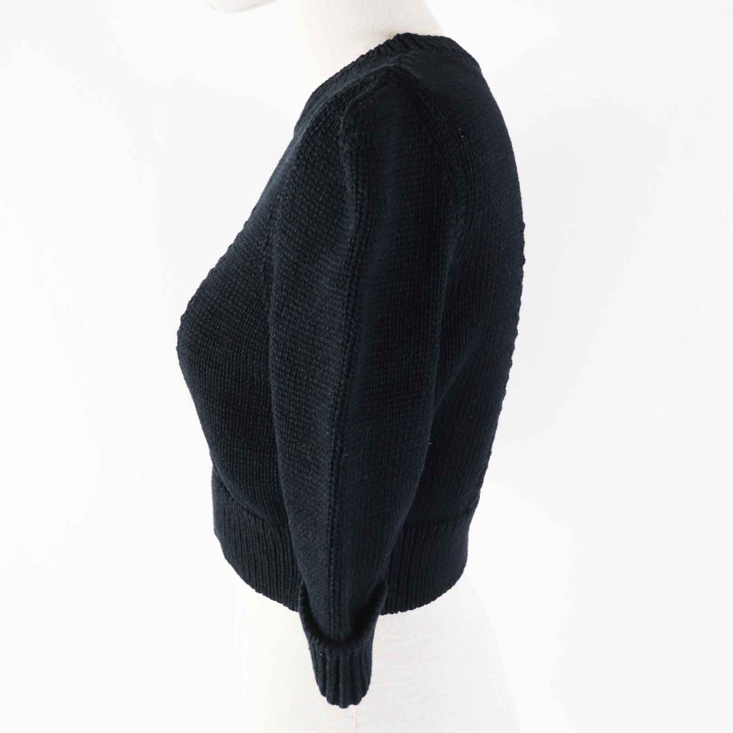 CHANEL Short sleeve knit 22S P72760 Outer: 78% cotton, Outer: 22% polyamide, Part: 80% cotton, Part: 20% polyamide black Women 36