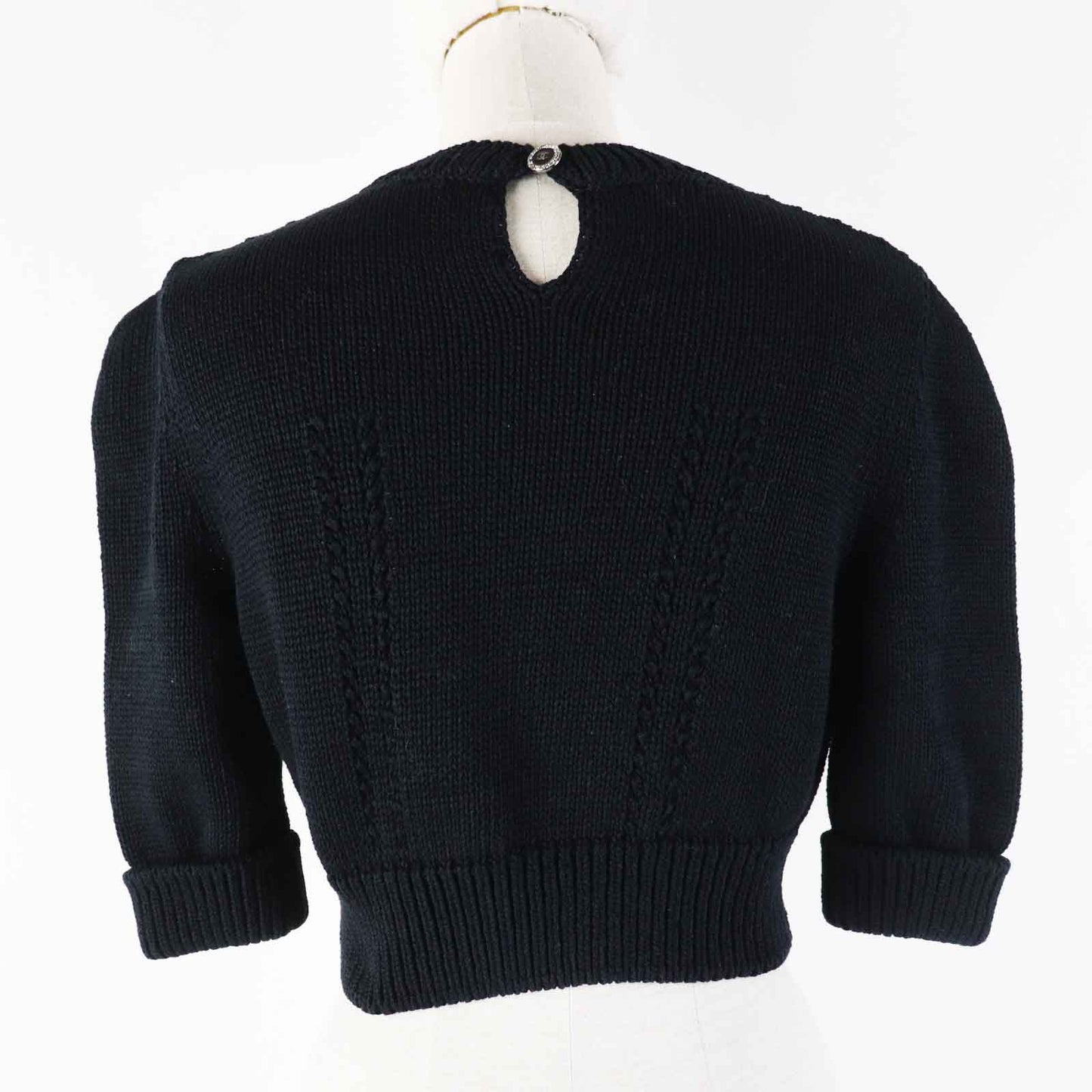 CHANEL Short sleeve knit 22S P72760 Outer: 78% cotton, Outer: 22% polyamide, Part: 80% cotton, Part: 20% polyamide black Women 36