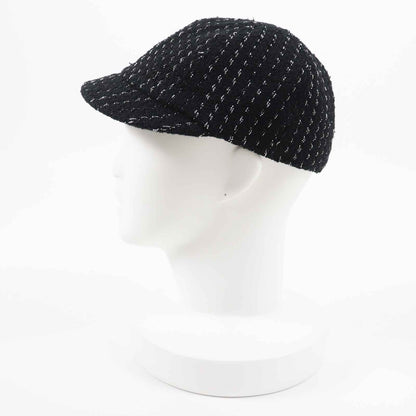 CHANEL Casquette 23P Outer: 82% cotton, Outer: 18% polyester, Lining: 100% cotton, Part: 100% metal Black Silver Women M