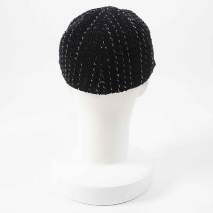 CHANEL Casquette 23P Outer: 82% cotton, Outer: 18% polyester, Lining: 100% cotton, Part: 100% metal Black Silver Women M