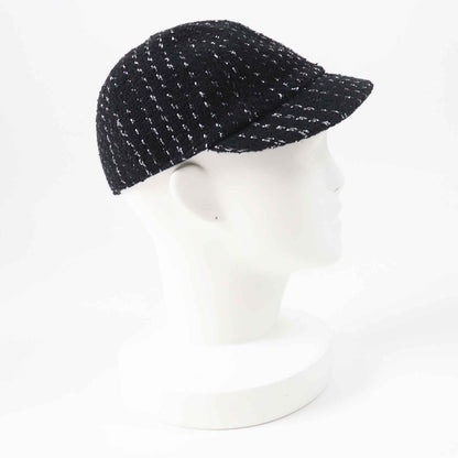 CHANEL Casquette 23P Outer: 82% cotton, Outer: 18% polyester, Lining: 100% cotton, Part: 100% metal Black Silver Women M
