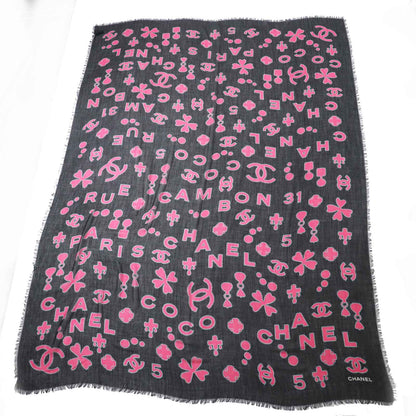 CHANEL scarf Main: 80% cashmere, Main: 20% silk Black pink Women