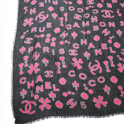 CHANEL scarf Main: 80% cashmere, Main: 20% silk Black pink Women