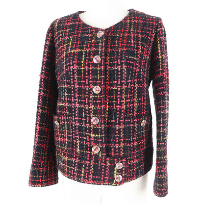 CHANEL Jacket 22A P73176 Outer material: 43% cotton, Outer material: 22% wool, Outer material: 13% cashmere, Outer material: 11% polyester, Outer material: 11% silk Black Red Yellow Women 36