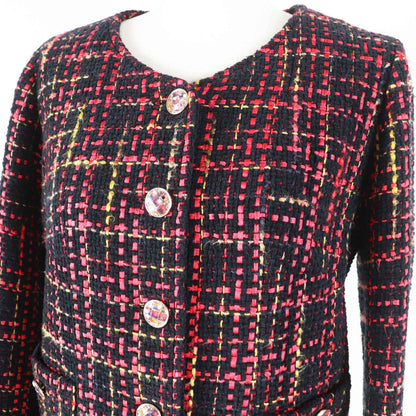 CHANEL Jacket 22A P73176 Outer material: 43% cotton, Outer material: 22% wool, Outer material: 13% cashmere, Outer material: 11% polyester, Outer material: 11% silk Black Red Yellow Women 36