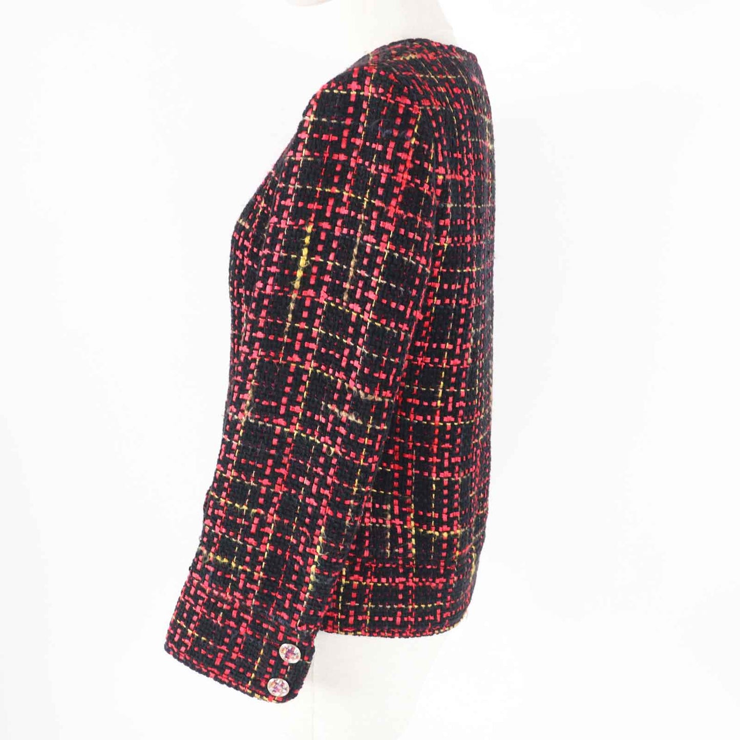 CHANEL Jacket 22A P73176 Outer material: 43% cotton, Outer material: 22% wool, Outer material: 13% cashmere, Outer material: 11% polyester, Outer material: 11% silk Black Red Yellow Women 36