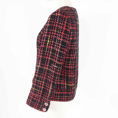 CHANEL Jacket 22A P73176 Outer material: 43% cotton, Outer material: 22% wool, Outer material: 13% cashmere, Outer material: 11% polyester, Outer material: 11% silk Black Red Yellow Women 36