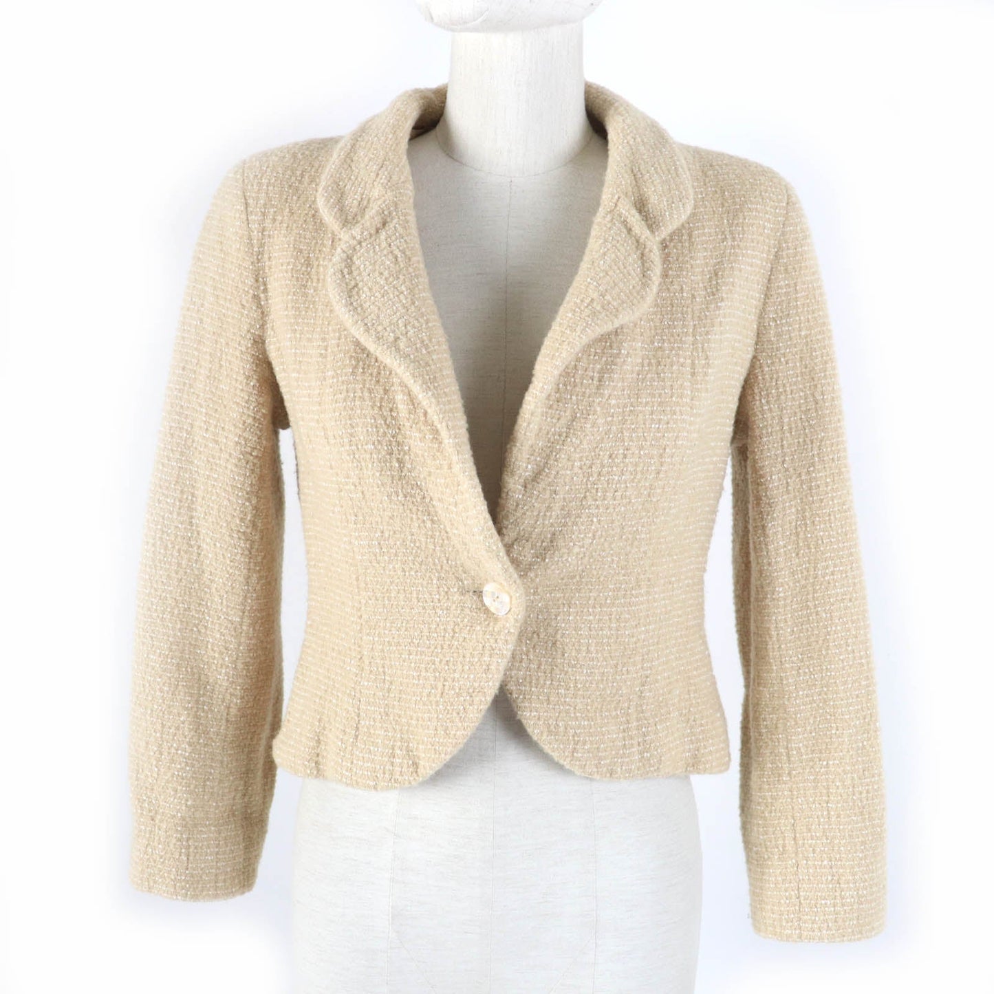 CHANEL Jacket 02C P18870V10901 Main: 75% wool, Main: 20% rayon, Main: 5% nylon, Lining: 95% silk, Lining: 5% elastane (polyurethane) beige Women 42