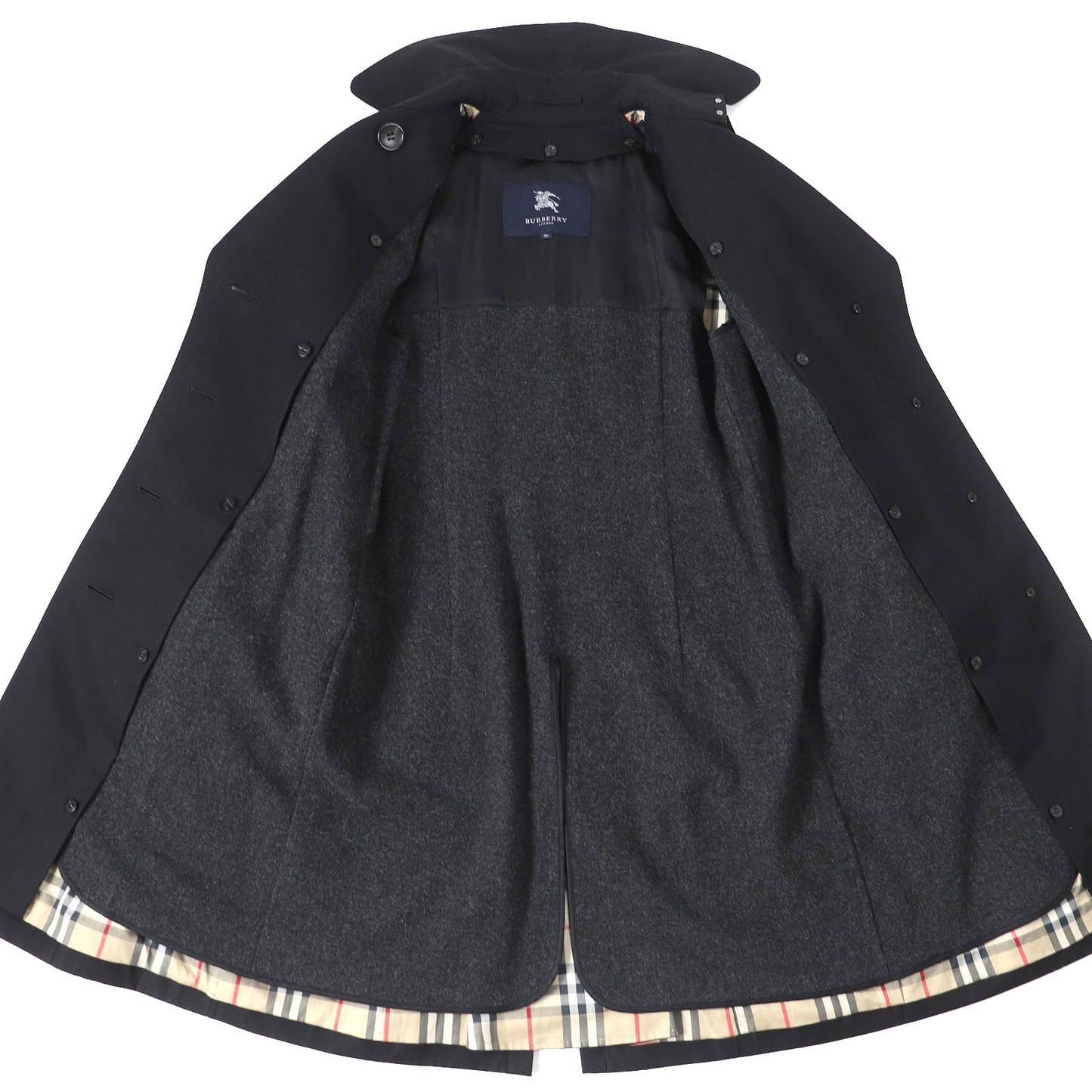 BURBERRY trench coat Outer: 100% cotton, Lining: cotton, Sleeve lining: cupra, Leather part: cowhide, Liner: 100% wool black Women 36