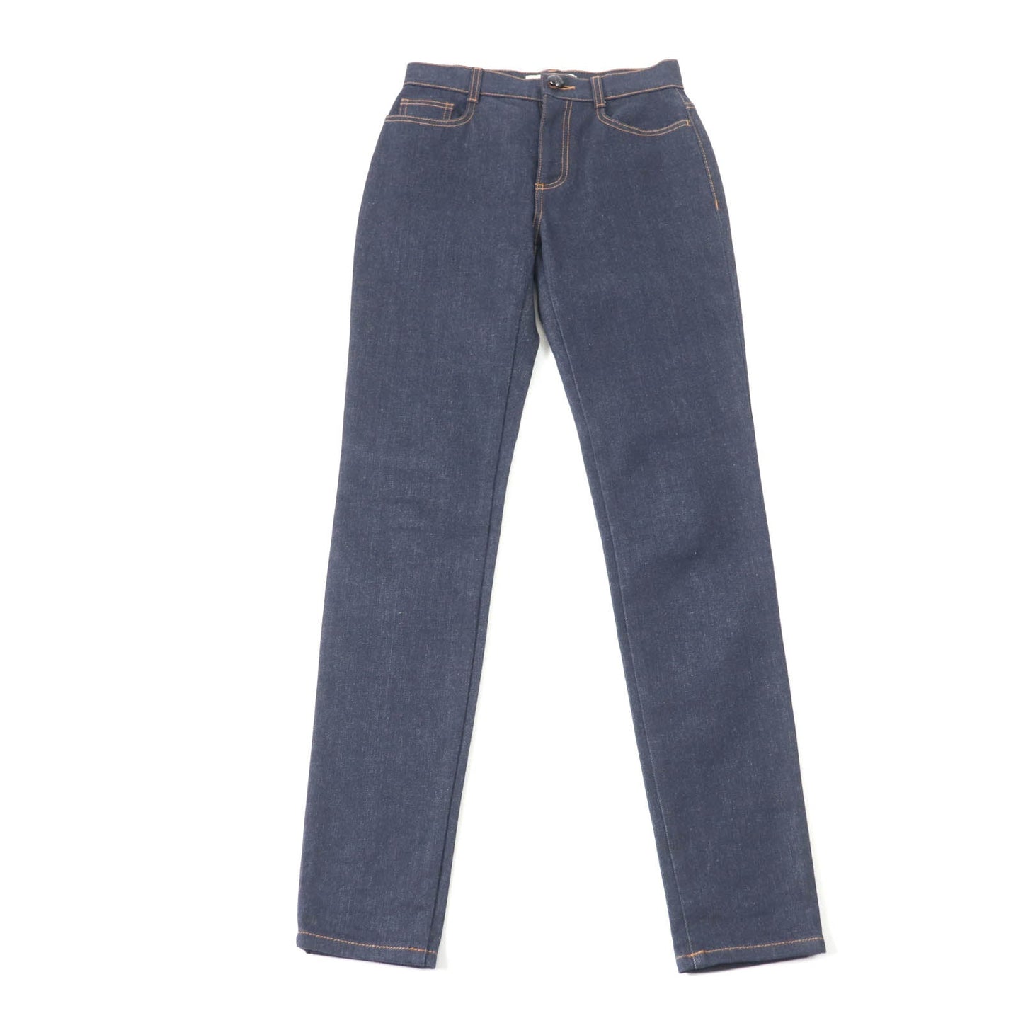 FENDI Denim pants FLP673 Main: 98% cotton, Main: 2% polyurethane, Part: leather, Part: polyester Indigo Women 38