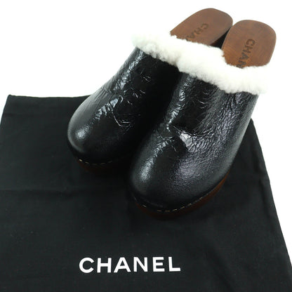 CHANEL Sandals G35368 Main: Sheepskin, Part: Wood Black white brown Women 36