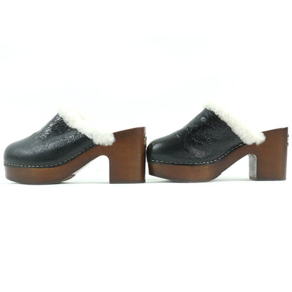 CHANEL Sandals G35368 Main: Sheepskin, Part: Wood Black white brown Women 36