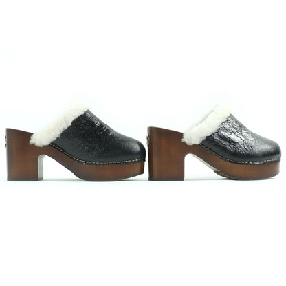 CHANEL Sandals G35368 Main: Sheepskin, Part: Wood Black white brown Women 36
