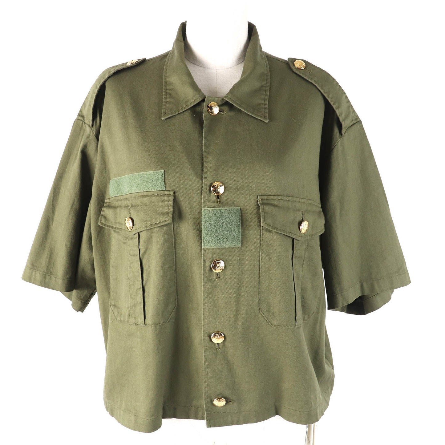 CELINE Short sleeve shirt 2C580106K Outer material: 100% cotton khaki Women 38