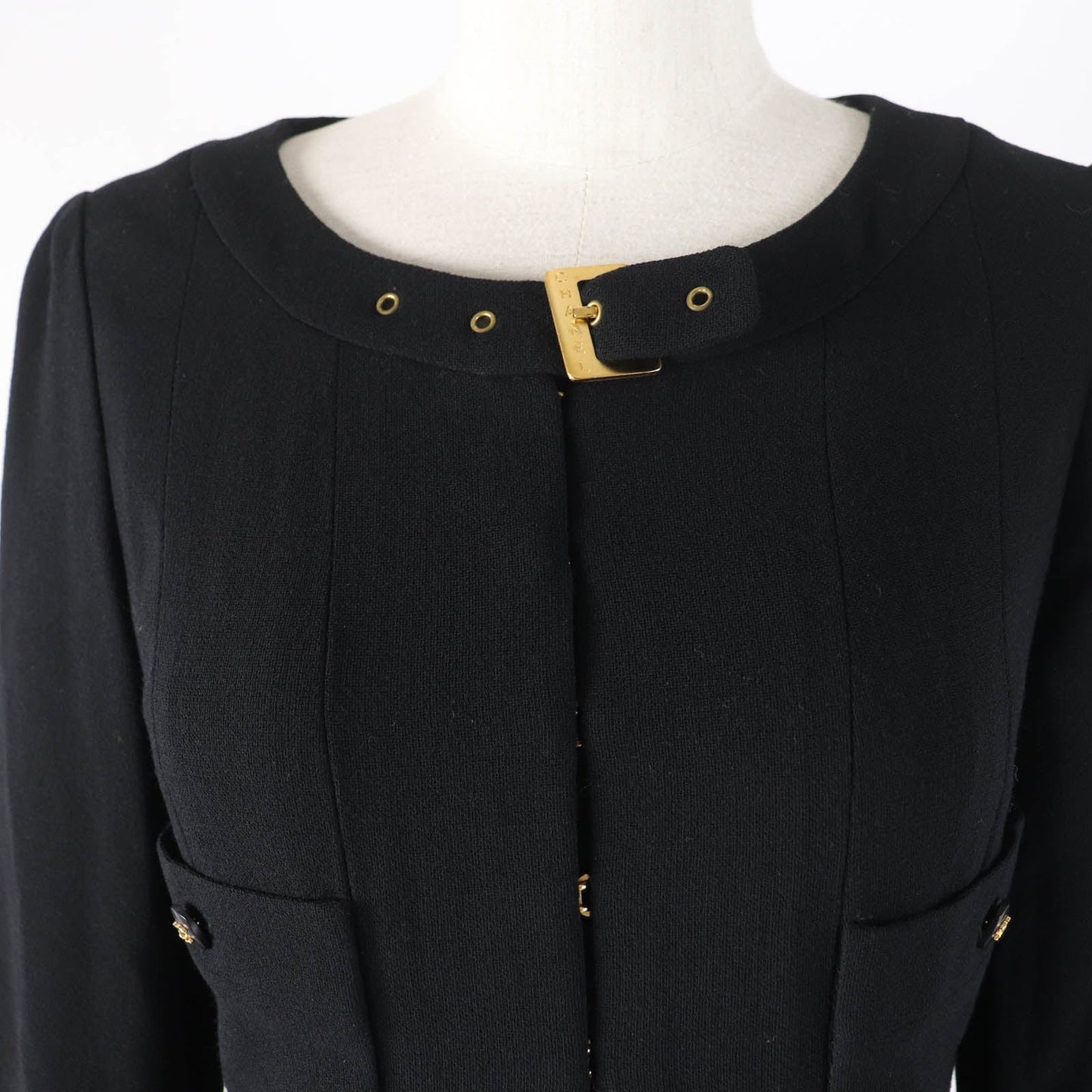 CHANEL one piece 96A P08207V04917 Main: 100% wool, Lining: 95% silk, Lining: 5% spandex black Women 36