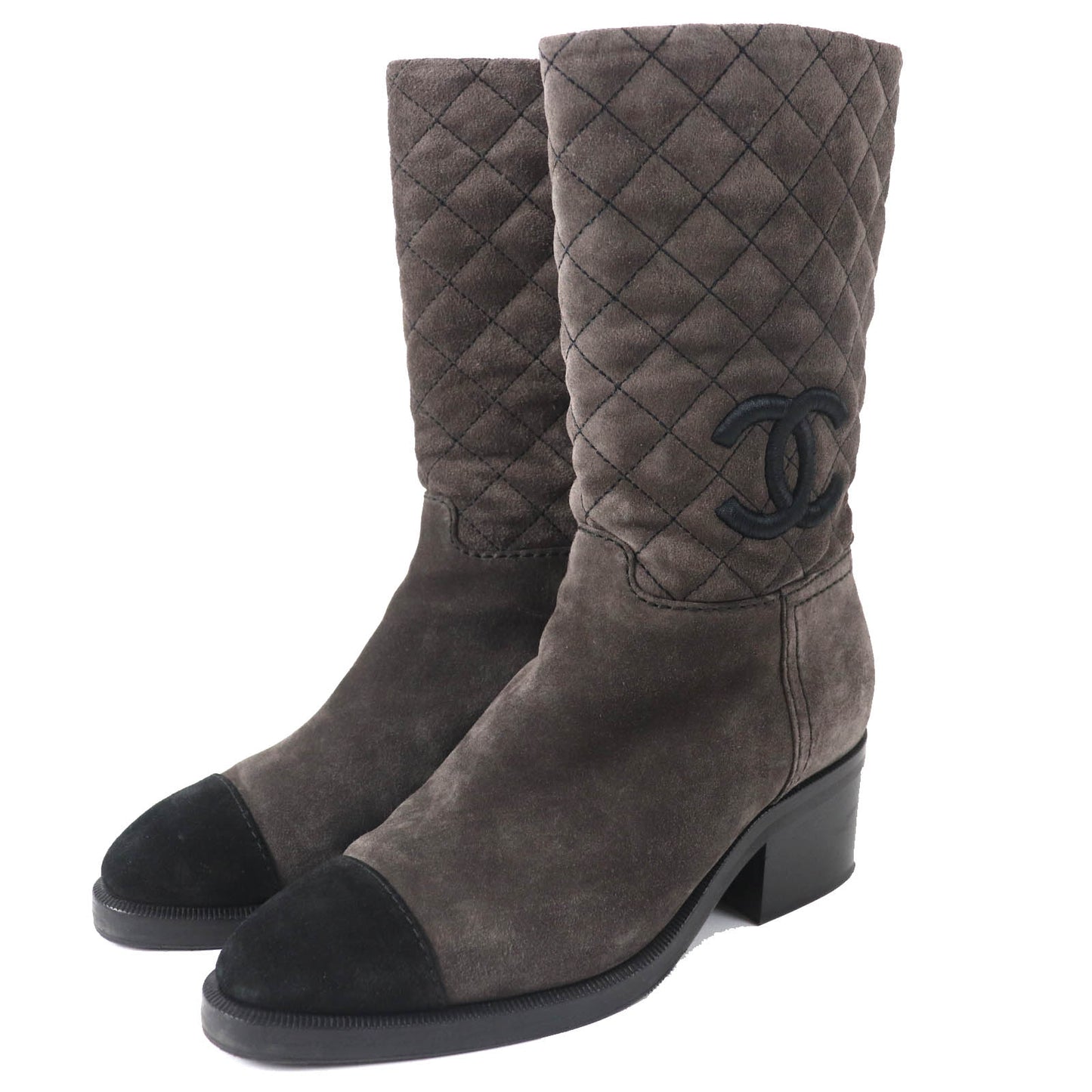 CHANEL boots G38158X56289 Main: Suede leather Charcoal gray black Women 36.5