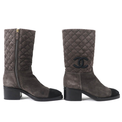 CHANEL boots G38158X56289 Main: Suede leather Charcoal gray black Women 36.5