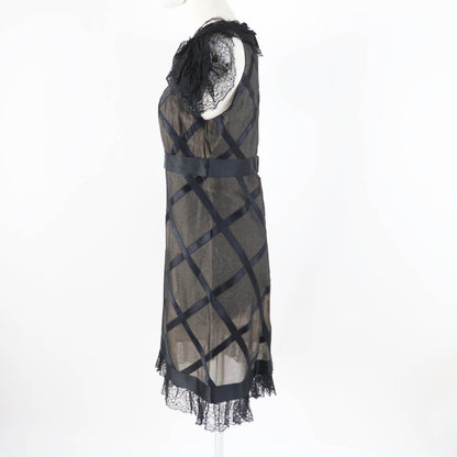 CHANEL one piece 07P P30570 Main: 100% silk, Part: 100% silk Black beige Women 38