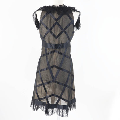 CHANEL one piece 07P P30570 Main: 100% silk, Part: 100% silk Black beige Women 38