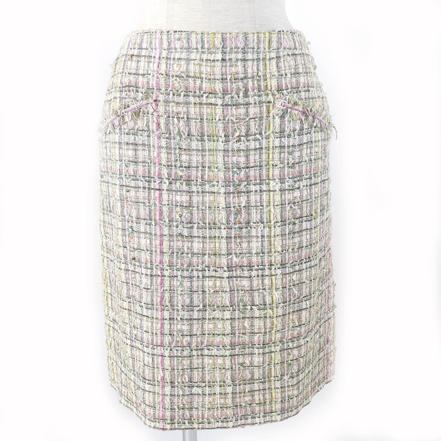 CHANEL Tweed skirt 05P P25517 Outer material: 34% viscose, Outer material: 25% polyamide (nylon), Outer material: 10% acetate, Outer material: 10% acrylic, Outer material: 8% polyester Beige multicolor Women 36