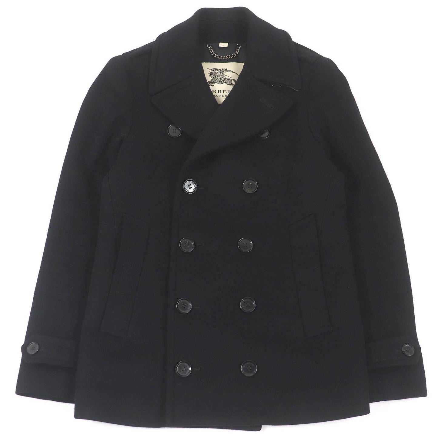 BURBERRY LONDON pea coat Outer: 80% wool, Outer: 20% cashmere, Lining: 55% acetate, Lining: 45% rayon black mens 44