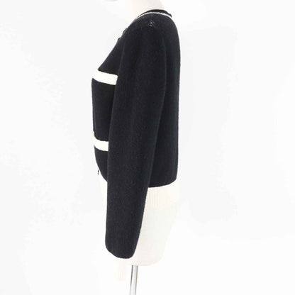 CHANEL cardigan P71365 Outer material: 78% cashmere, Outer material: 7% polyester, Outer material: 13% silk, Outer material: 2% polyamide Black White Women 34