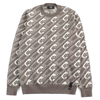 FENDI knit FZX061 Outer material: 100% virgin wool Brown white mens 48