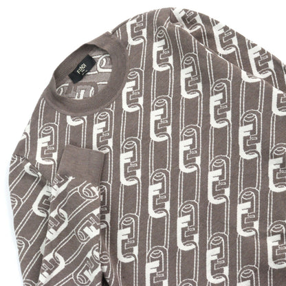 FENDI knit FZX061 Outer material: 100% virgin wool Brown white mens 48