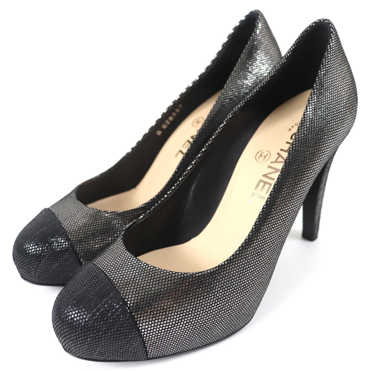 CHANEL pumps G28557 Main: Leather Silver Black type Women 35.5