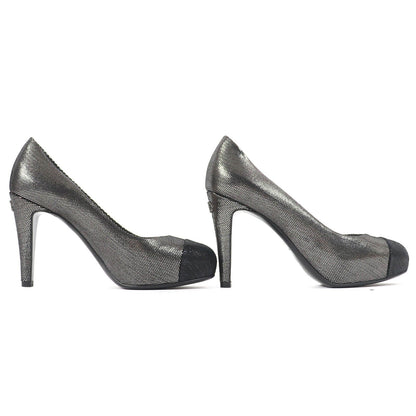CHANEL pumps G28557 Main: Leather Silver Black type Women 35.5