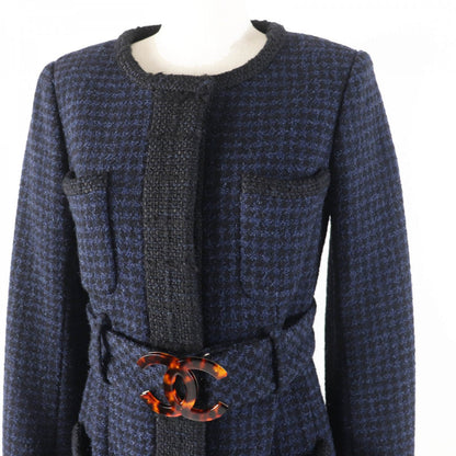 CHANEL coat P57229 Outer: 80% wool, Outer: 14% nylon, Outer: 6% rayon, Lining: 100% silk, Part: 62% wool Black navy Women 34