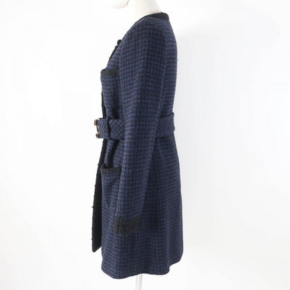 CHANEL coat P57229 Outer: 80% wool, Outer: 14% nylon, Outer: 6% rayon, Lining: 100% silk, Part: 62% wool Black navy Women 34