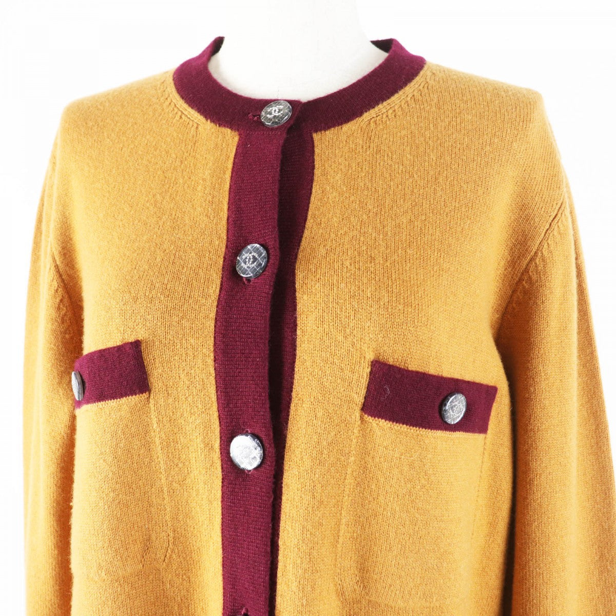 CHANEL cardigan P71510 Main: 100% cashmere Mustard Bordeaux Women 42