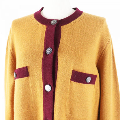 CHANEL cardigan P71510 Main: 100% cashmere Mustard Bordeaux Women 42