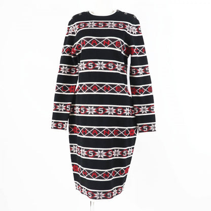 CHANEL one piece 19K P62575 Main: 80% cashmere, Main: 20% polyamide Black red white Women 42