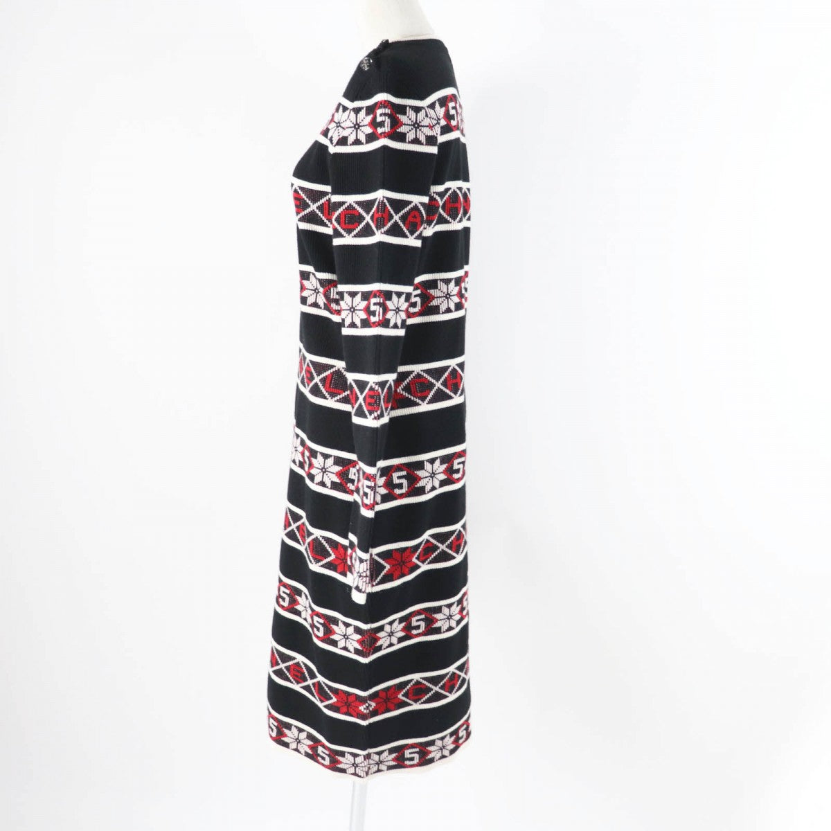 CHANEL one piece 19K P62575 Main: 80% cashmere, Main: 20% polyamide Black red white Women 42