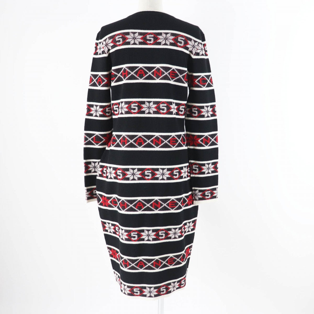 CHANEL one piece 19K P62575 Main: 80% cashmere, Main: 20% polyamide Black red white Women 42