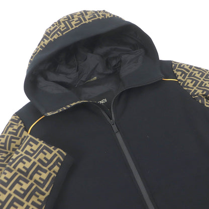 FENDI Down jacket FAA641 Main: 92% nylon, 8% polyurethane, 52% cotton, 48% polyester, lining: 100% nylon Brown black mens 46