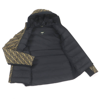FENDI Down jacket FAA641 Main: 92% nylon, 8% polyurethane, 52% cotton, 48% polyester, lining: 100% nylon Brown black mens 46