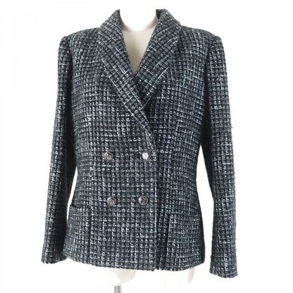 CHANEL tailored jacket 22B P73315 Outer material: 67% cotton, Outer material: 14% polyamide (nylon), Outer material: 13% wool, Outer material: 3% alpaca, Outer material: 3% polyester black turquoise Women 38